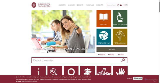Security scan screenshot of https://www.uniroma1.it/it/
