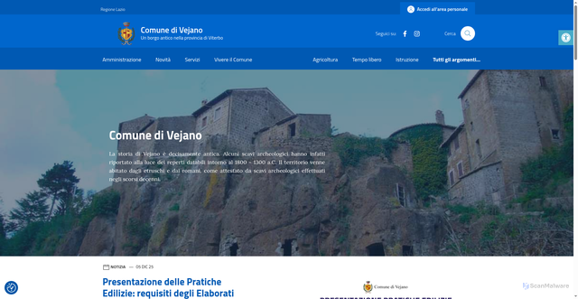Security scan screenshot of https://comune.vejano.vt.it/