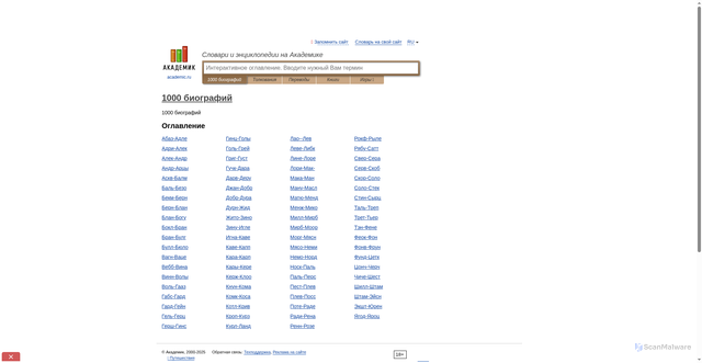 Security scan screenshot of https://biograf.academic.ru