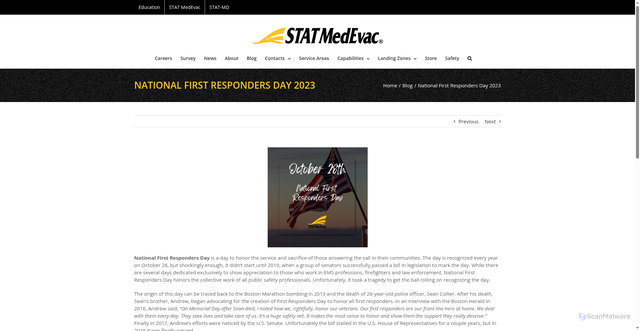 Security scan screenshot of https://www.statmedevac.com/blog/national-first-responders-day-2023/