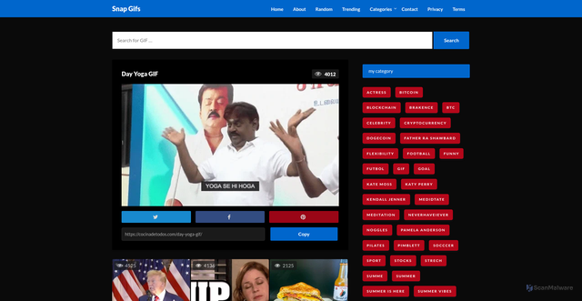 Security scan screenshot of https://cocinadetodos.com/day-yoga-gif/