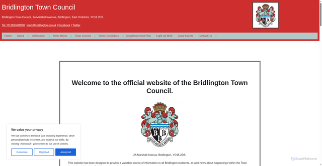 Security scan screenshot of https://bridlington.gov.uk/