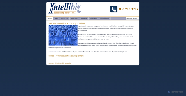 Security scan screenshot of https://intellibizaccounting.ca