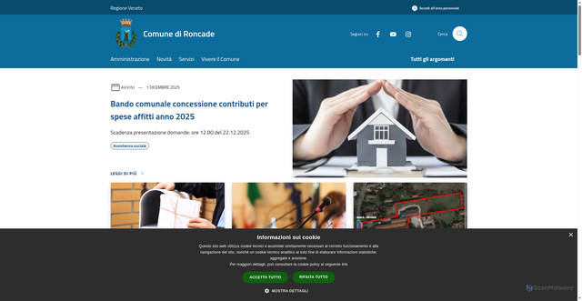 Security scan screenshot of https://www.comune.roncade.tv.it/it