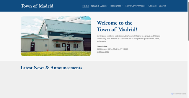 Security scan screenshot of https://www.townofmadridny.gov/