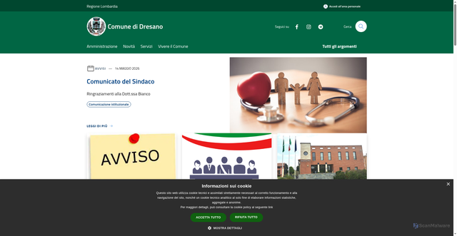 Security scan screenshot of https://www.comune.dresano.mi.it