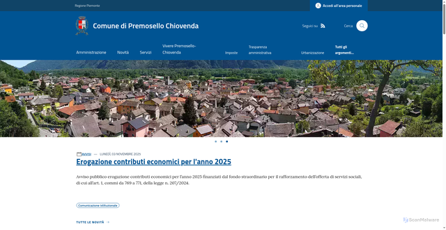 Security scan screenshot of https://www.comune.premosello.vb.it/