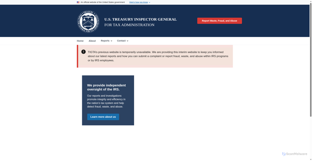 Security scan screenshot of https://www.tigta.gov/
