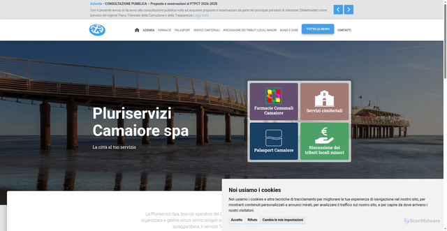 Security scan screenshot of https://www.pluriservizicamaiorespa.it/