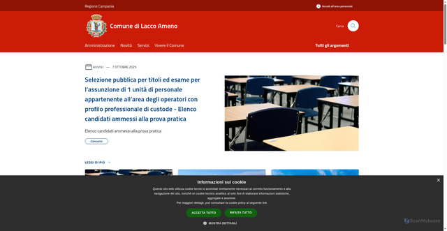 Security scan screenshot of https://comune.laccoameno.na.it/it