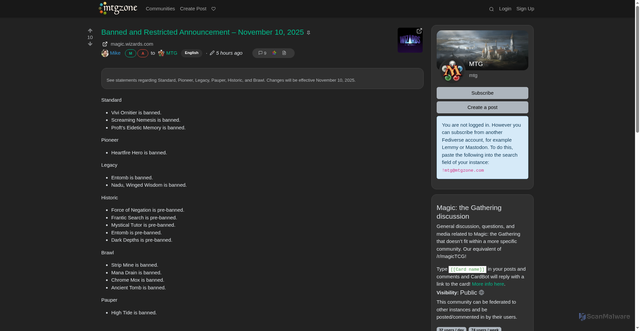 Security scan screenshot of https://mtgzone.com/post/2689408