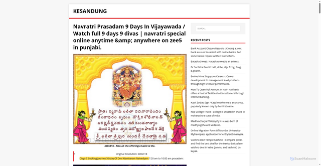 Security scan screenshot of https://jesadonik.pages.dev/post/navratri-prasadam-9-days-in-vijayawada/
