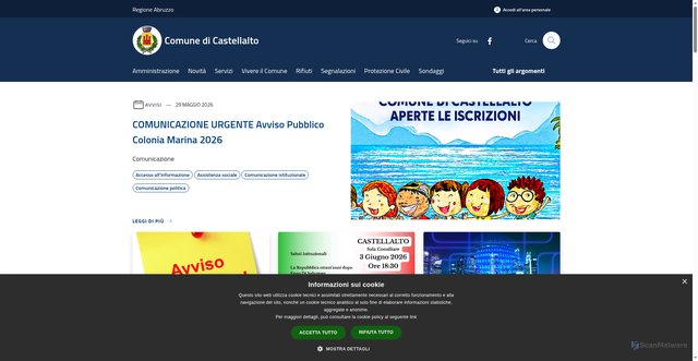 Security scan screenshot of https://www.comune.castellalto.te.it