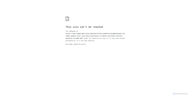 Security scan screenshot of https://www.tampa.gov/sites/default/files/webform/neighborhood_calendar_public_eve/_sid_/how-consistent-is-delta-airlines-service-quality-in-2026.pdf