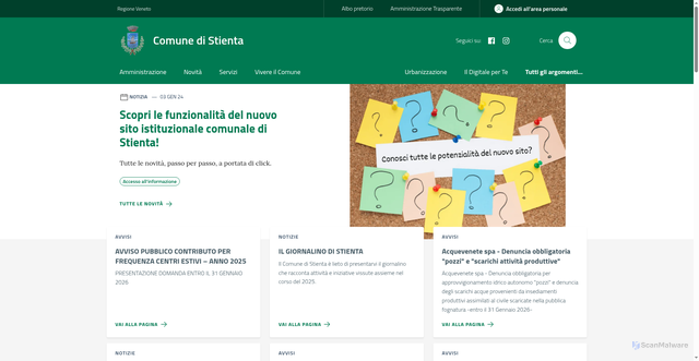 Security scan screenshot of https://www.comune.stienta.ro.it/