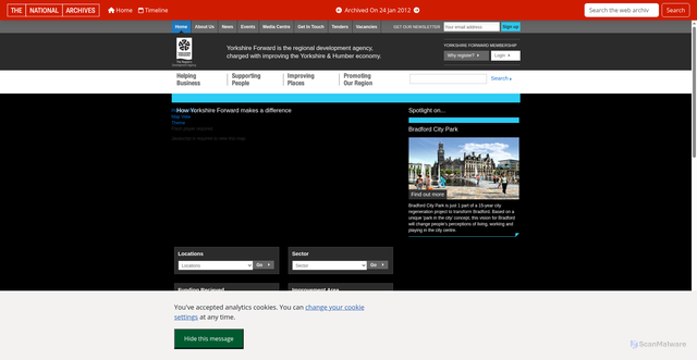 Security scan screenshot of http://www.yorkshire-forward.com