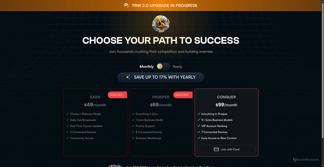 Security scan screenshot of https://www.jointherealworld.com/checkout