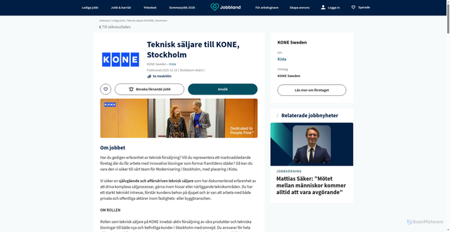 Security scan screenshot of https://jobbland.se/jobb/teknisk-saljare-till-kone-stockholm-skson-19837504?utm_source=jobbevakaren&utm_medium=email&utm_content=sv&identifier=1436885062c5755f1fec8ac9a5d96cd8a761b5ca33eacfff6aca2048d3bdcc76