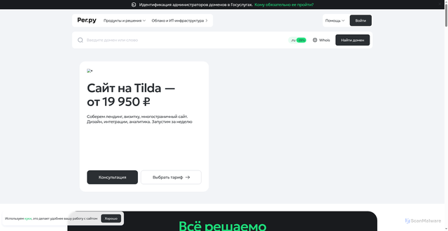 Security scan screenshot of https://www.reg.ru