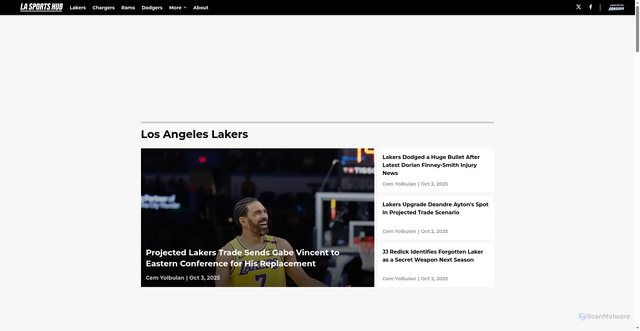 Security scan screenshot of https://lasportshub.com/lakers/