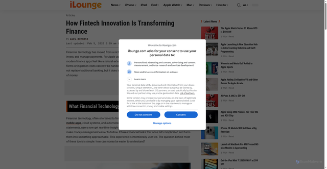 Security scan screenshot of https://www.ilounge.com/articles/how-fintech-innovation-is-transforming-finance