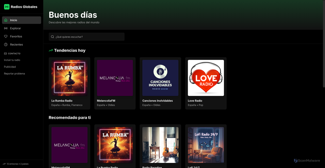 Security scan screenshot of https://radiosglobales.com/