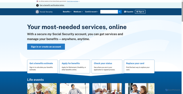 Security scan screenshot of https://www.ssa.gov/