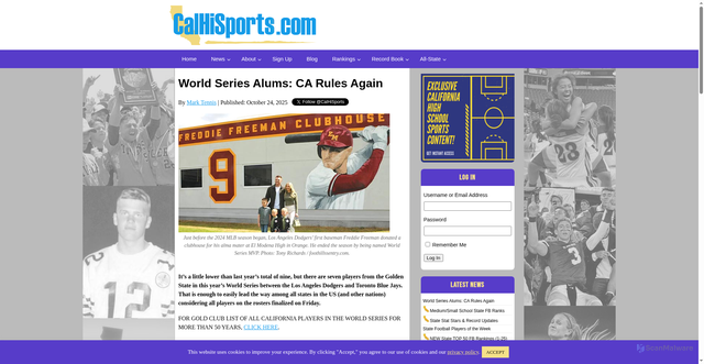 Security scan screenshot of https://www.calhisports.com/2025/10/24/world-series-alums-ca-rules-again/