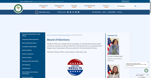 Security scan screenshot of https://www.orangecountygov.com/783/Board-of-Elections
