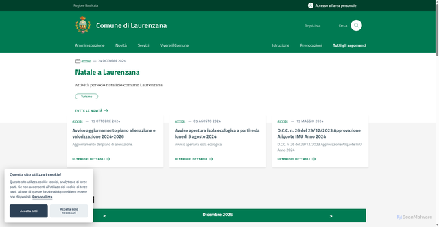 Security scan screenshot of https://www.comune.laurenzana.pz.it/
