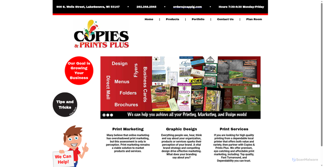 Security scan screenshot of https://www.copiesandprintsplus.com/