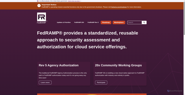 Security scan screenshot of https://www.fedramp.gov/