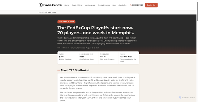 Security scan screenshot of https://birdie-central.com/thisweek/2026-fedex-st-jude-tpc-southwind