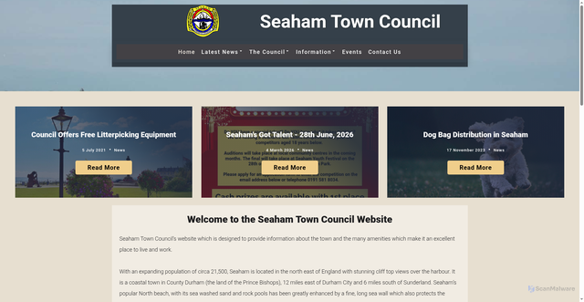 Security scan screenshot of http://www.seaham.gov.uk