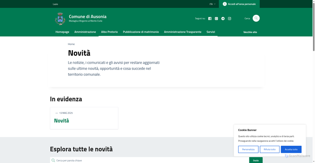 Security scan screenshot of https://www.comune.ausonia.fr.it/