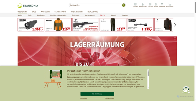 Security scan screenshot of https://www.frankonia.de