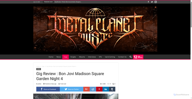 Security scan screenshot of https://metalplanetmusic.com/2026/07/gig-review-bon-jovi-madison-square-garden-night-4/