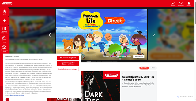 Security scan screenshot of https://assets.nintendo.com