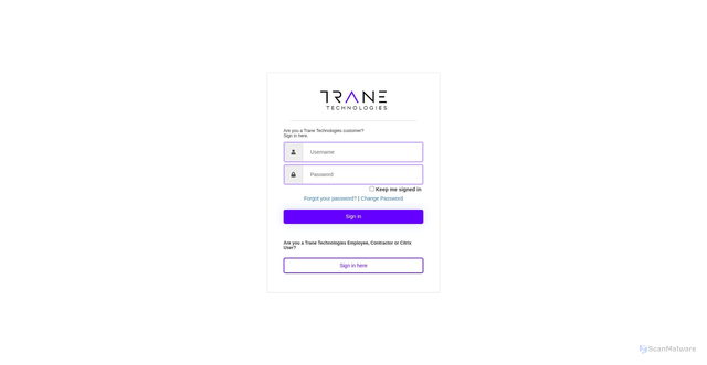 Security scan screenshot of https://tranetechnologies.my.salesforce.com