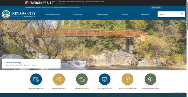 Security scan screenshot of https://nevadacityca.gov/