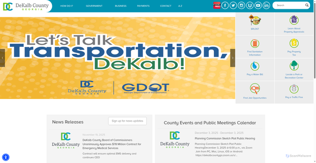 Security scan screenshot of https://www.dekalbcountyga.gov/
