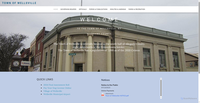 Security scan screenshot of https://www.wellsvilletown.gov/