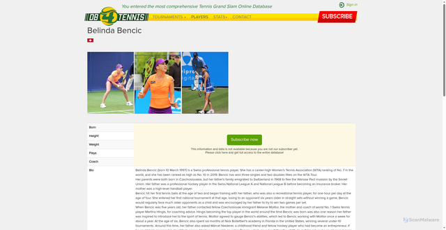 Security scan screenshot of https://www.db4tennis.com/players/female/belinda-bencic