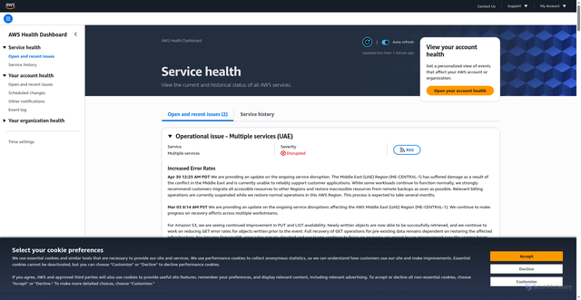 Security scan screenshot of https://status.aws.amazon.com