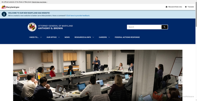 Security scan screenshot of https://marylandattorneygeneral.gov/