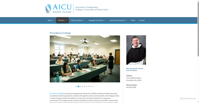 Security scan screenshot of http://aicuri.org/members/providence-college/