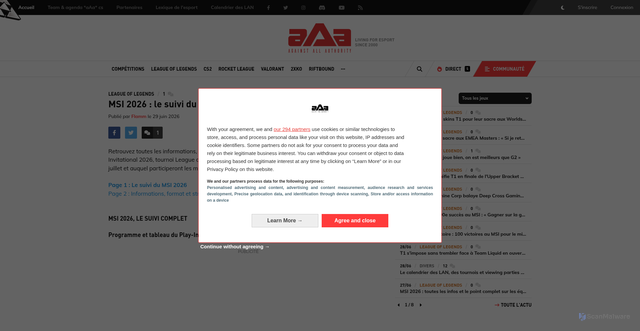 Security scan screenshot of https://www.team-aaa.com/fr/actualite/mid-season-invitational-2026-les-infos-du-msi_135050