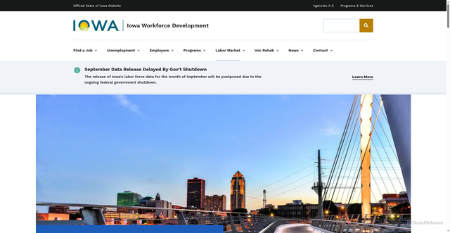 Security scan screenshot of https://workforce.iowa.gov/labor-market-information