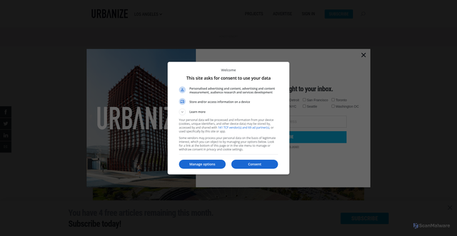 Security scan screenshot of https://la.urbanize.city/post/weekly-headlines-november-1-2025
