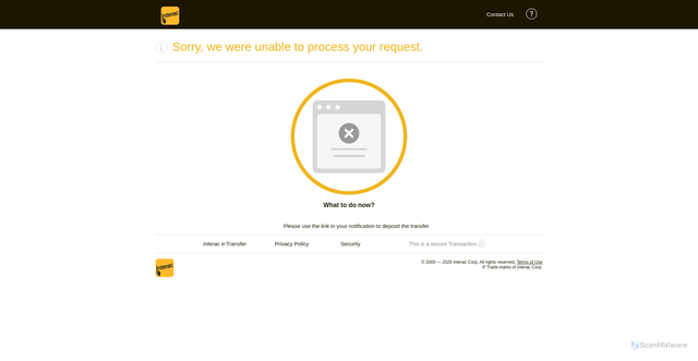 Security scan screenshot of https://etransfer.interac.ca